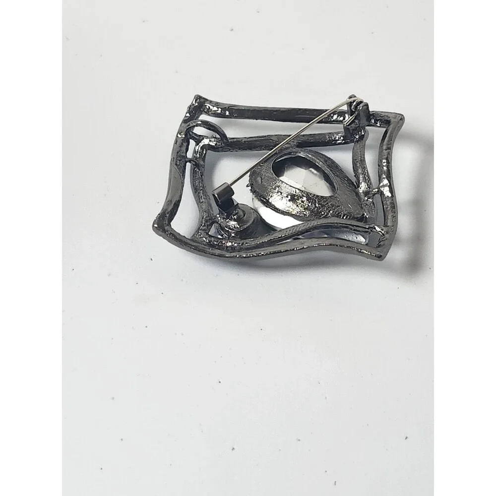 Art Deco Style Enamel Geometry Crystal Brooch/Pendant